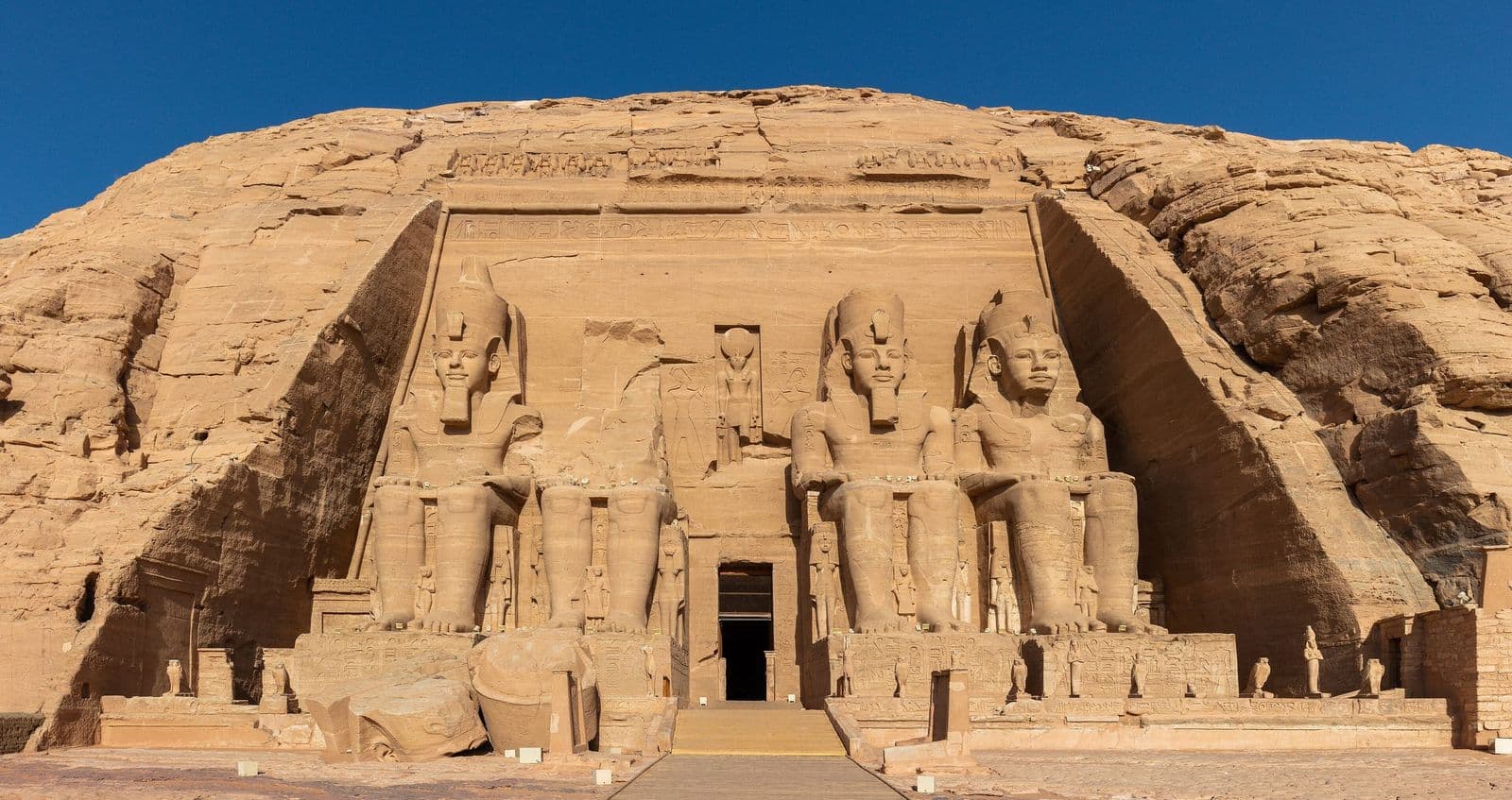 The four colossal statues of Ramesses II at the Great Temple of Abu Simbel