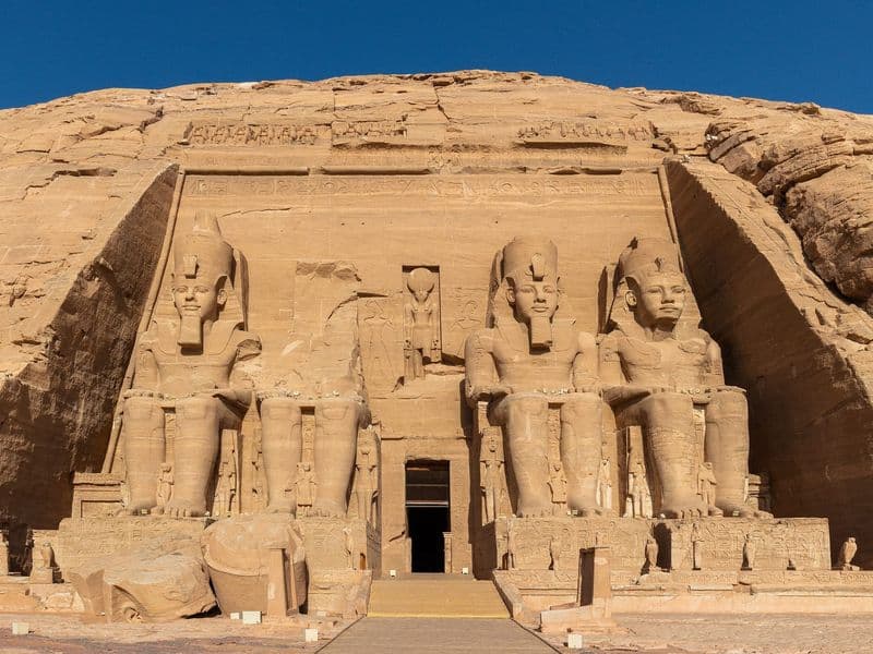 The four colossal statues of Ramesses II at the Great Temple of Abu Simbel