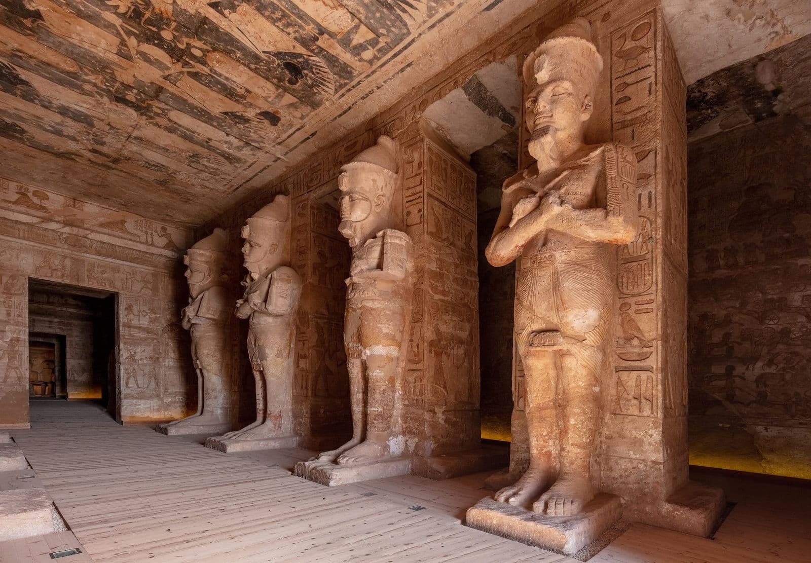 Osiris pillars of Ramesses II inside the Great Temple of Abu Simbel