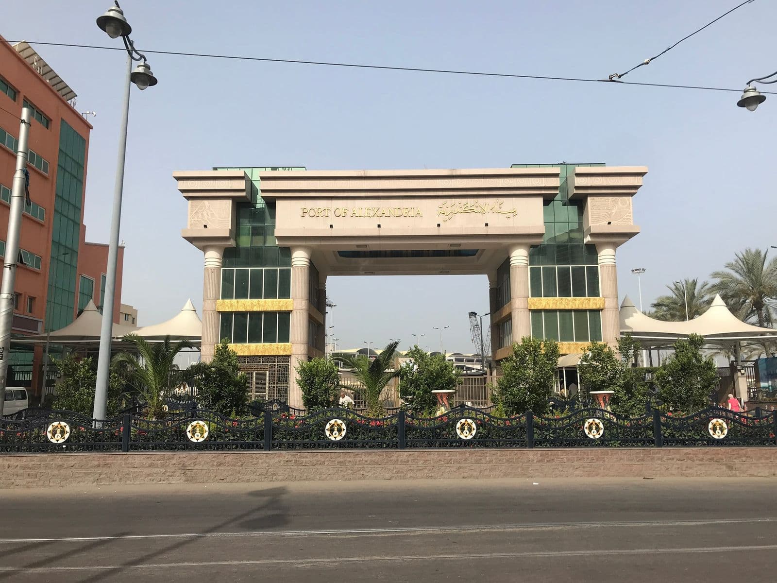 The main gate of the Port of Alexandria on the city waterfront