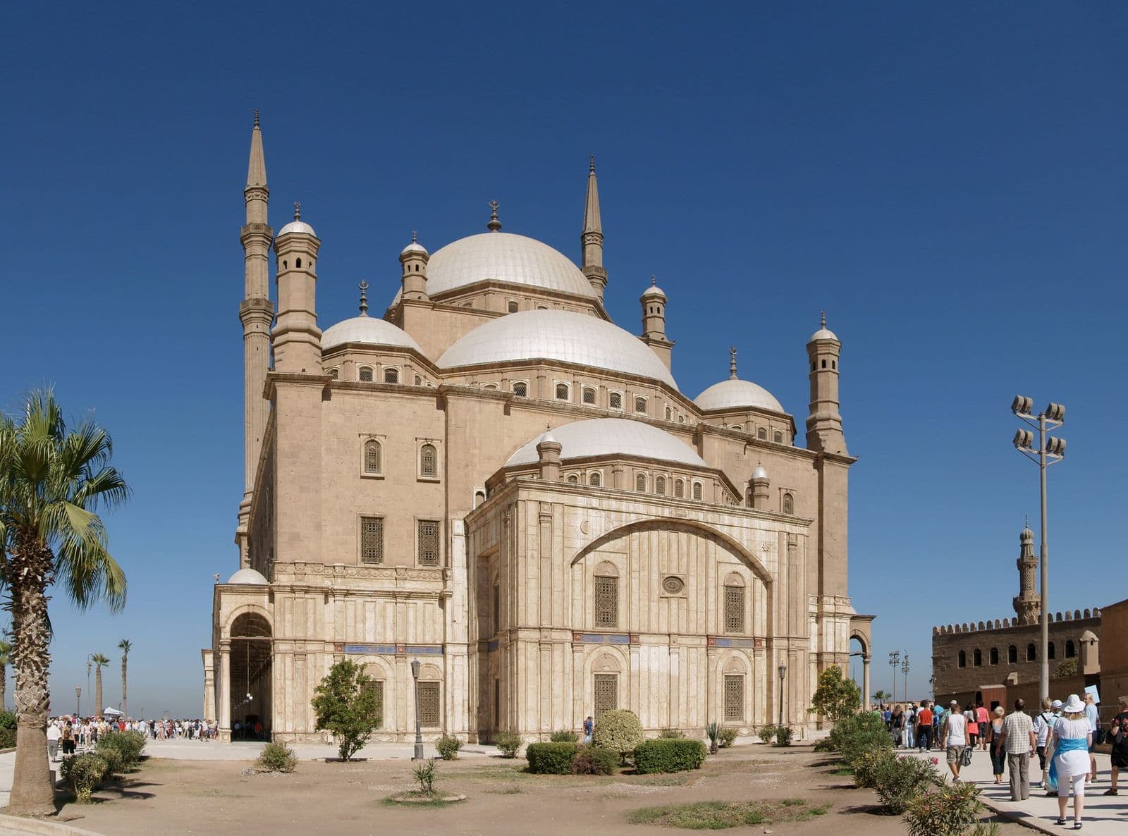 The domes and slim minarets of the Muhammad Ali Mosque at the Cairo Citadel