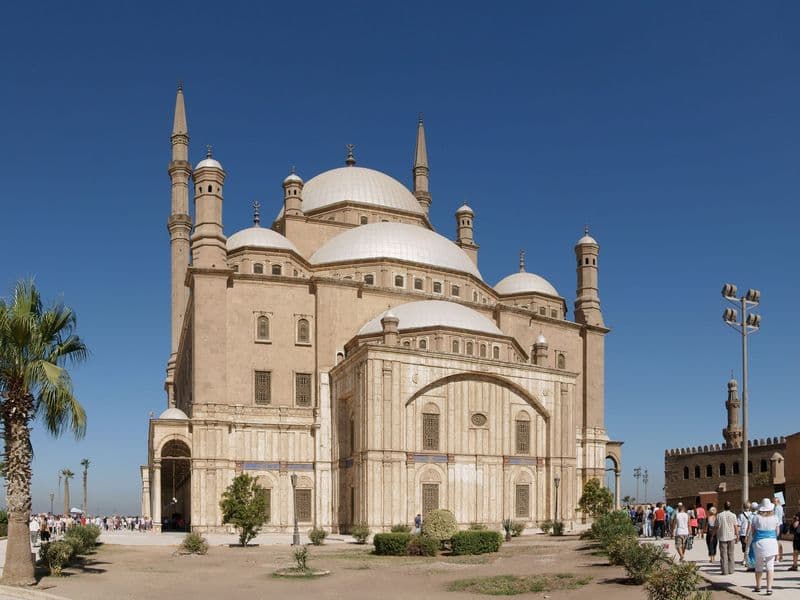 The domes and slim minarets of the Muhammad Ali Mosque at the Cairo Citadel