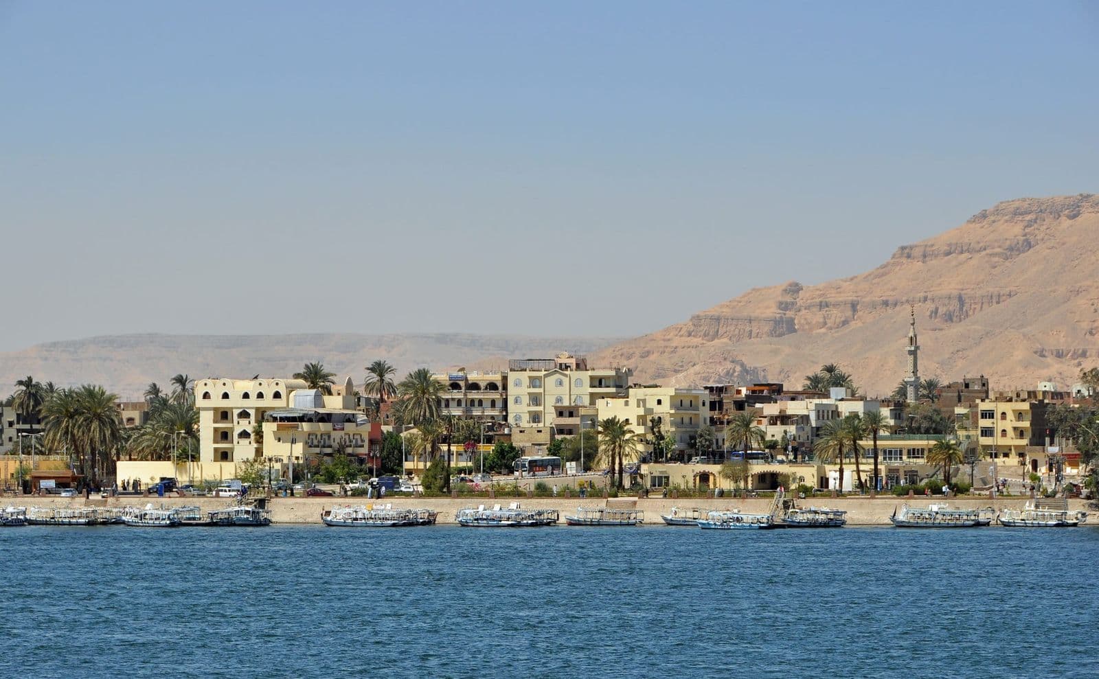 Palm-lined banks of the Nile at Luxor