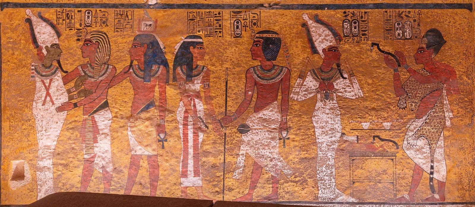 Wall paintings in the burial chamber of Tutankhamun's tomb, Valley of the Kings