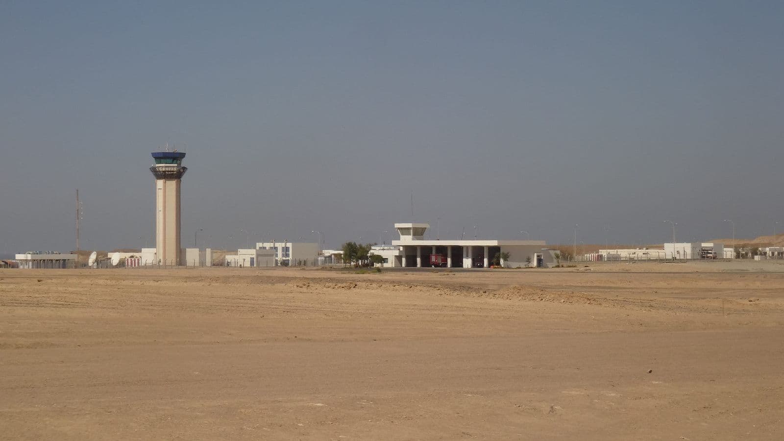 Marsa Alam International Airport and its control tower in the desert