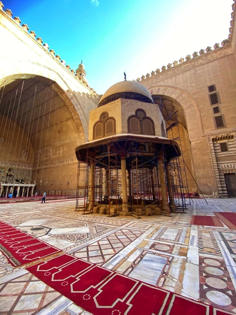The domed ablution fountain in the courtyard of the Sultan Hassan Mosque