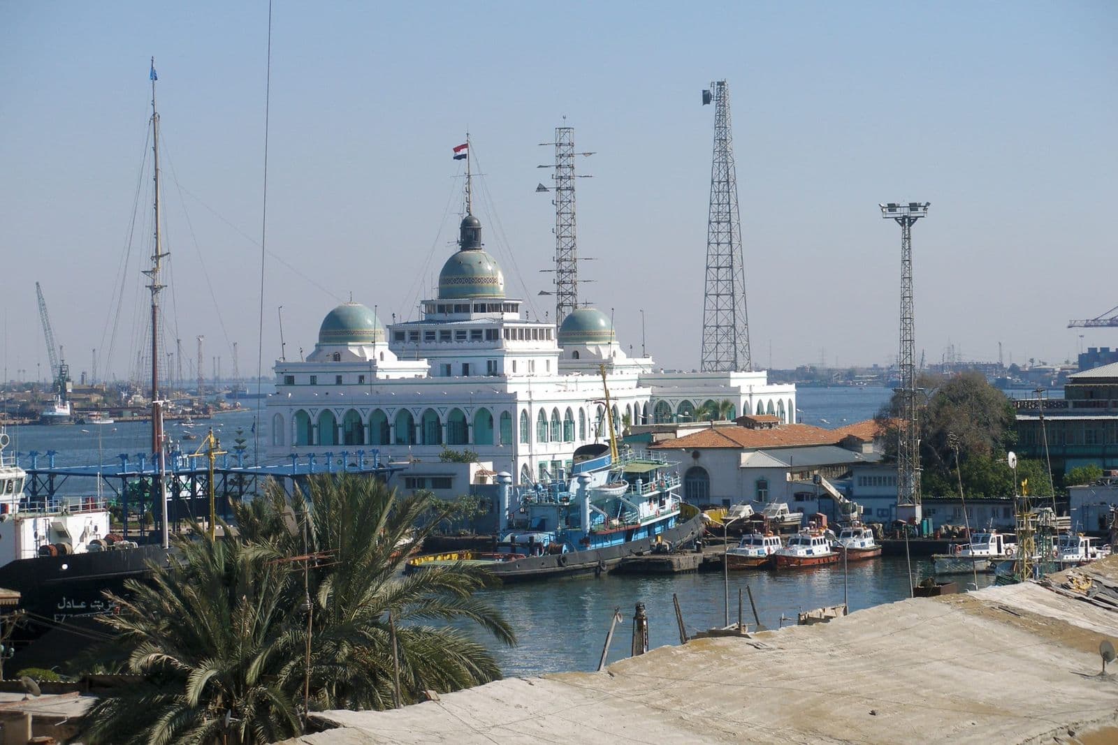 The Suez Canal Authority building and harbour at Port Said