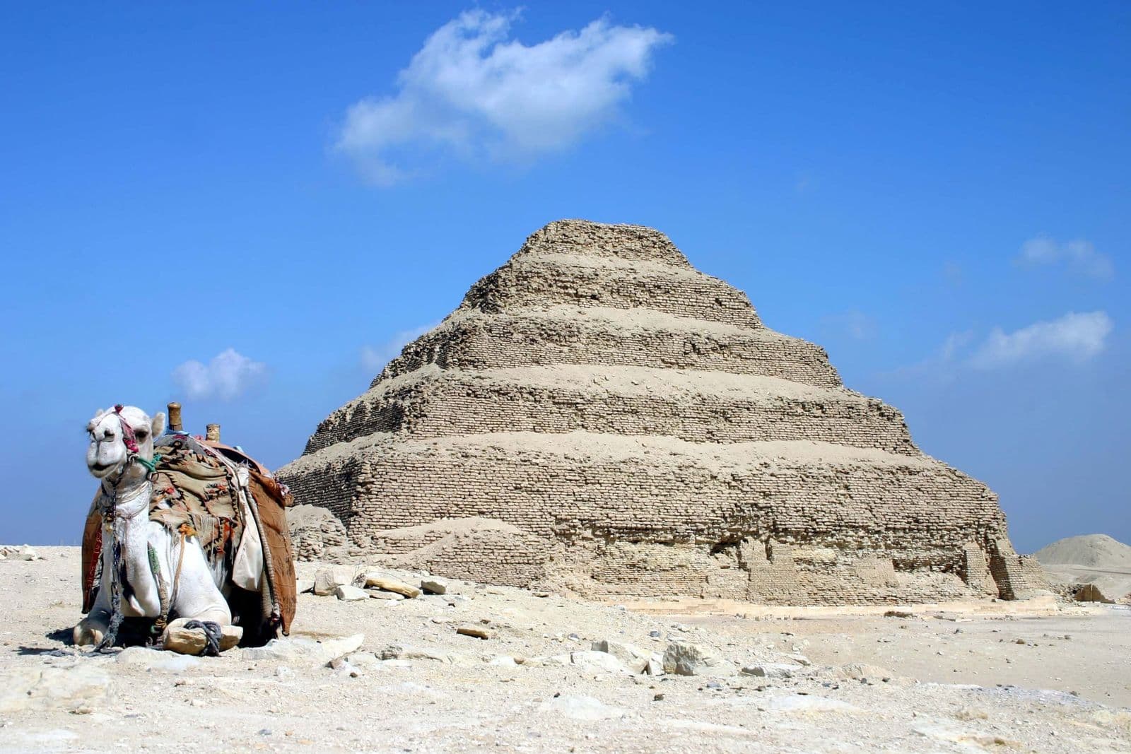 The Step Pyramid of Djoser rising from the Saqqara desert