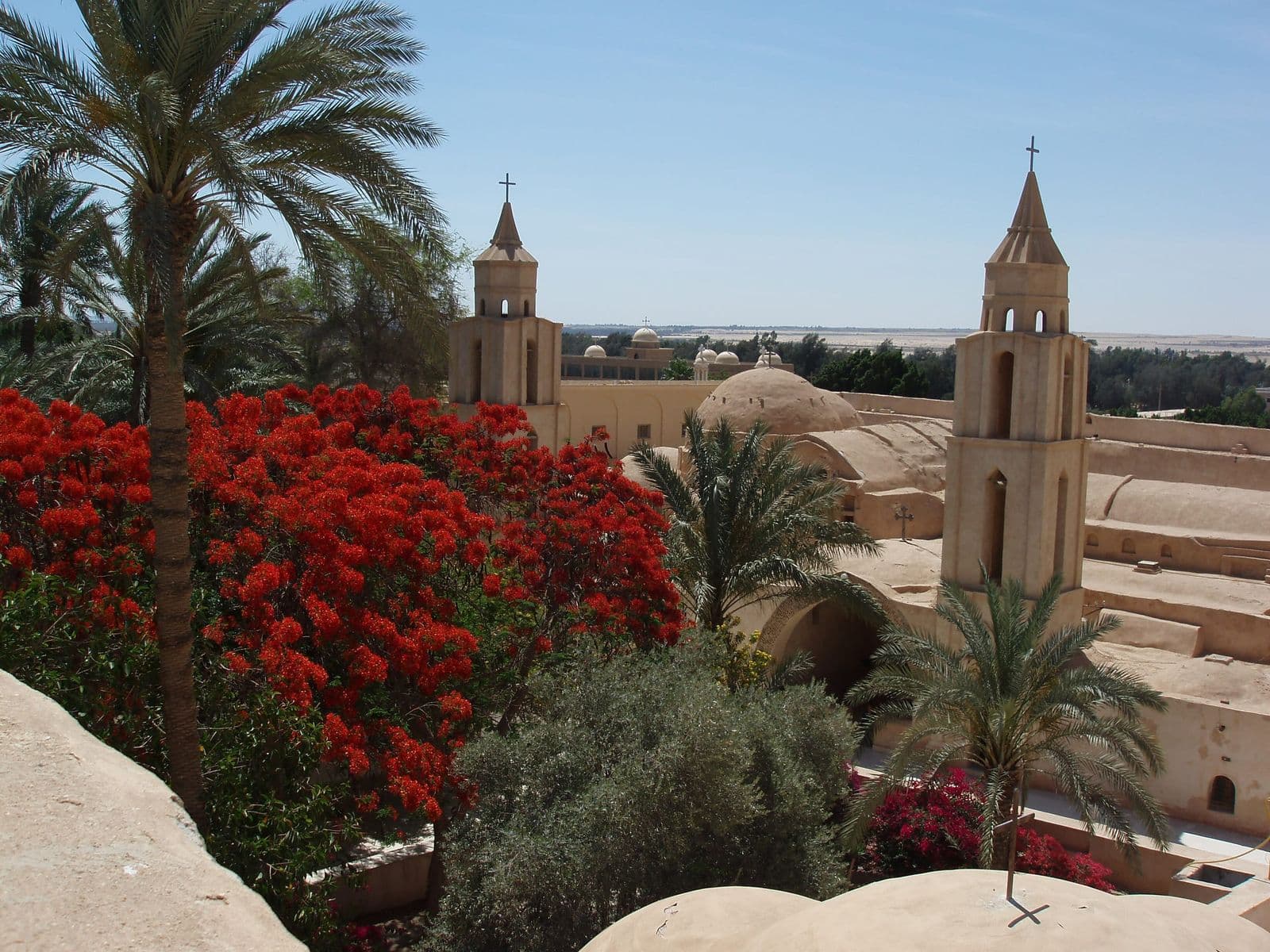 Bell towers of the Monastery of Saint Bishoy in Wadi El Natrun