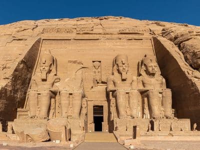 The four colossal statues of Ramesses II at the Great Temple of Abu Simbel