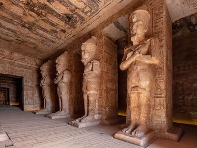 Osiris pillars of Ramesses II inside the Great Temple of Abu Simbel
