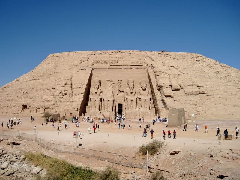 The Great Temple of Abu Simbel carved into the sandstone hill