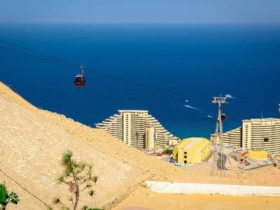 A cable car above the coast of Ain Sokhna on the Gulf of Suez