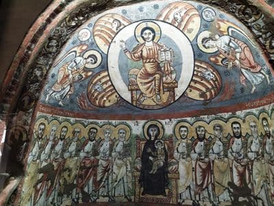 A painted Coptic apse with Christ and the apostles, Coptic Museum, Cairo