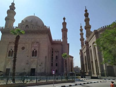 The Sultan Hassan and Al-Rifa'i mosques side by side in historic Cairo