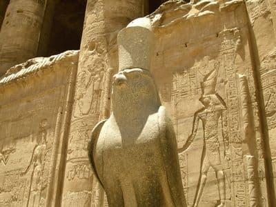 The granite falcon statue of Horus at Edfu Temple