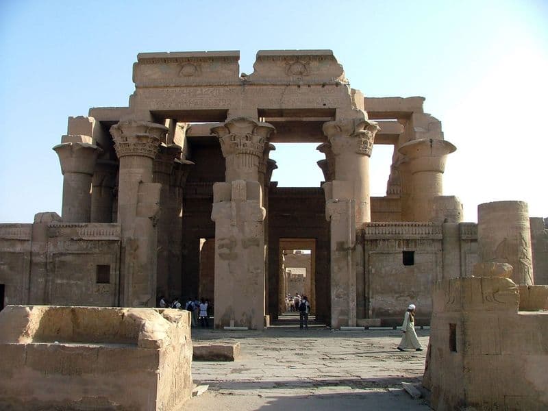 Columns at the entrance of Kom Ombo Temple