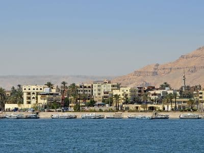 Palm-lined banks of the Nile at Luxor