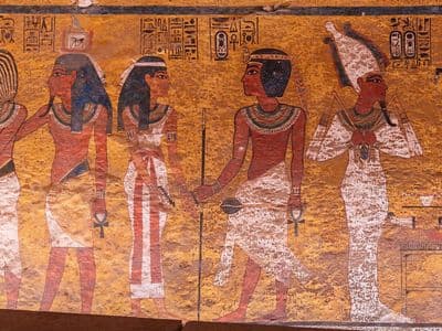 Wall paintings in the burial chamber of Tutankhamun's tomb, Valley of the Kings