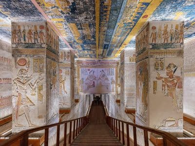The painted corridor of the tomb of Ramesses V and VI in the Valley of the Kings