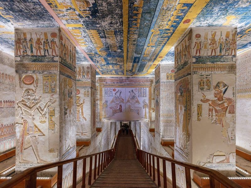 The painted corridor of the tomb of Ramesses V and VI in the Valley of the Kings