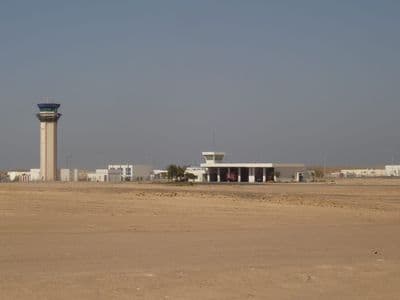 Marsa Alam International Airport and its control tower in the desert