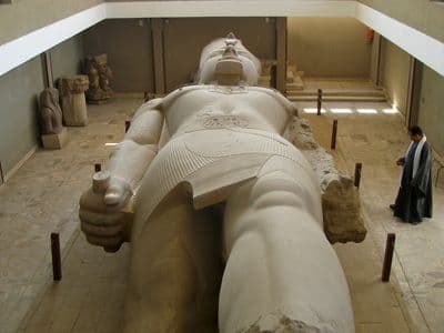 The giant lying statue of Ramesses II at Memphis