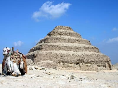 The Step Pyramid of Djoser rising from the Saqqara desert