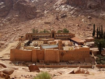 The fortified walls of Saint Catherine's Monastery in Sinai