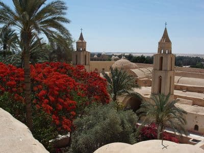 Bell towers of the Monastery of Saint Bishoy in Wadi El Natrun